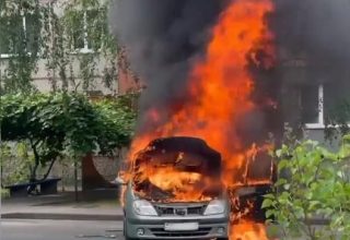 В Кобрине горел автомобиль