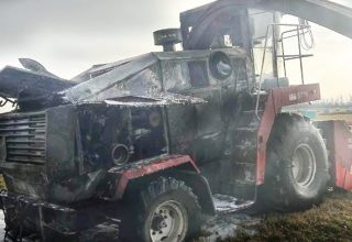 Кормоуборочный комплекс горел в поле в Кобринском районе