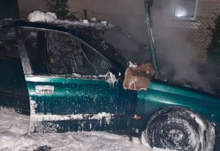 Пожар в автомобиле по ул. Красноармейской в Кобрине